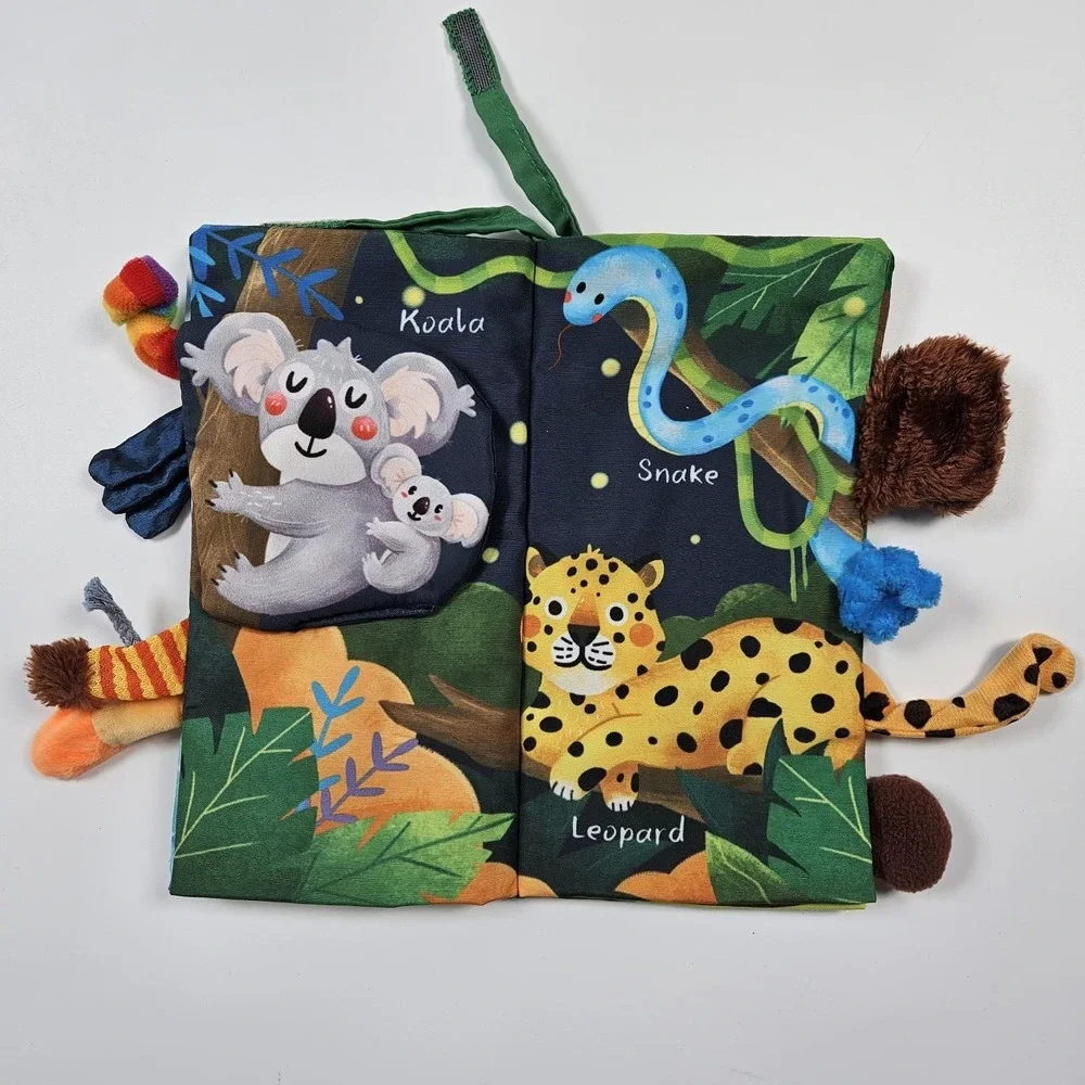 Baby Cloth Book Safari Theme‎ Jungly Tails Crinkle Sensory Squeek Toy Hahaland
